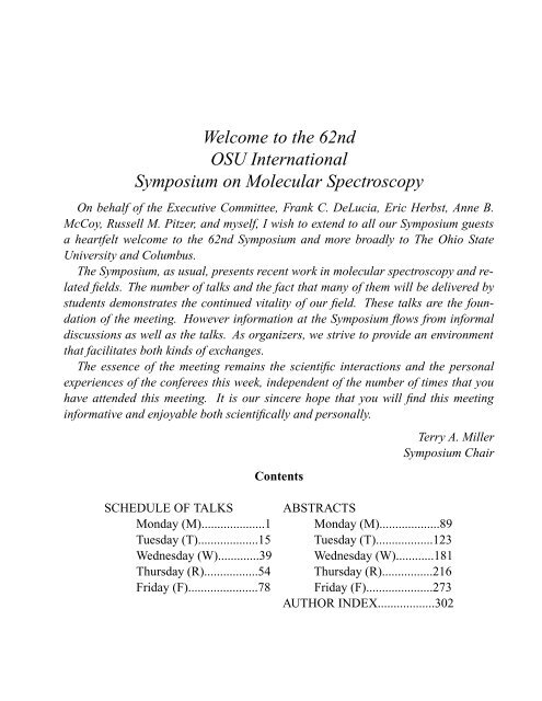Abstract Book International Symposium On Molecular Spectroscopy