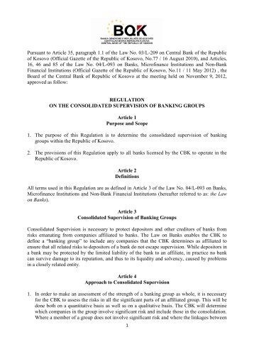 Regulation on Consolidated Supervision of Banking Groups