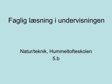 Faglig lÃ¦sning i undervisningen - mitBUF.dk