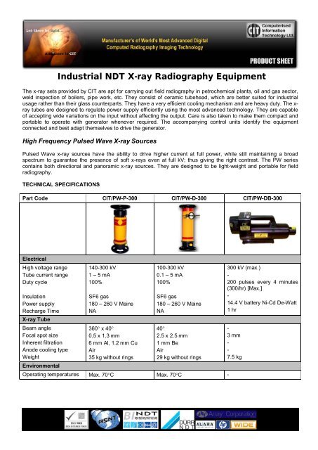 Industrial NDT X-ray Radiography Equipment - CIT