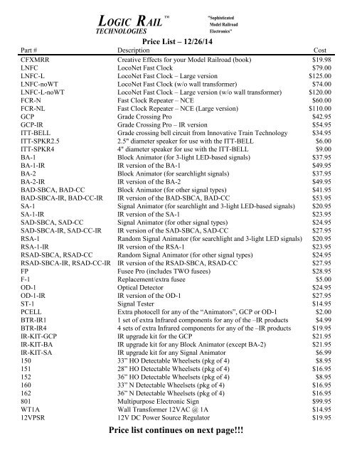 LRT Price And Order Form - Logic Rail Technologies