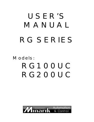 USER'S MANUAL RG100UC RG200UC RG SERIES - Alstron