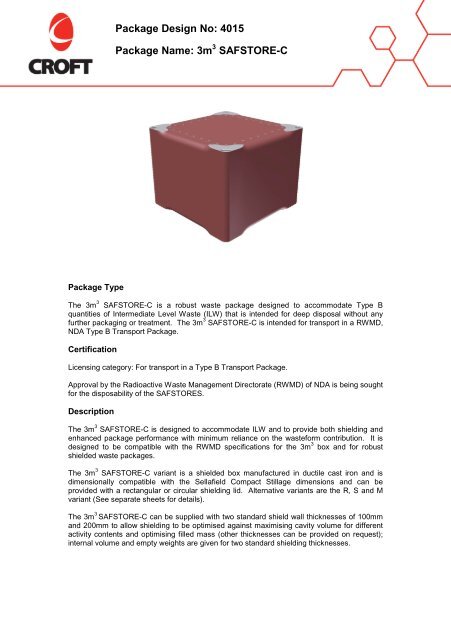 Package Name 3m Safstore C Package Design No 4015 Croft