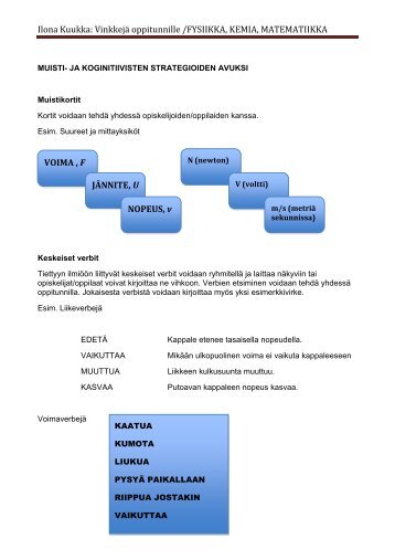 Vinkkejä fysiikan, kemian ja matematiikan opetukseen - Edu.fi