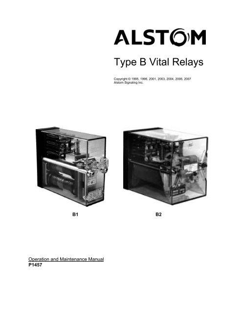 Type B Vital Relays - Alstom