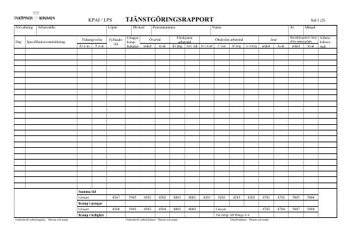TJÄNSTGÖRINGSRAPPORT