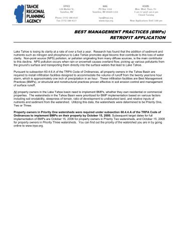 BMP Retrofit Application - Tahoe Regional Planning Agency â TRPA