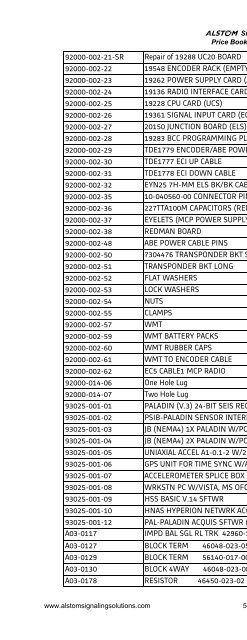 ALSTOM Signaling Inc. 2009-2010 Price Book ALSTOM Signaling ...