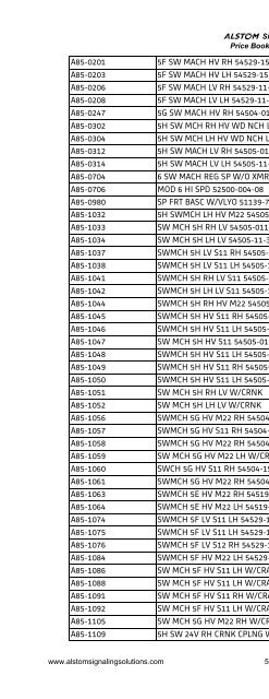 ALSTOM Signaling Inc. 2009-2010 Price Book ALSTOM Signaling ...