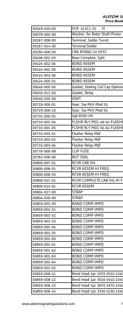 ALSTOM Signaling Inc. 2009-2010 Price Book ALSTOM Signaling ...