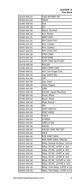 ALSTOM Signaling Inc. 2009-2010 Price Book ALSTOM Signaling ...