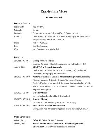 Curriculum Vitae - LSE - Individual Web Pages for Taught Students ...