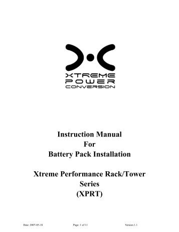 XPRT Battery Pack Manual - Rackmount Solutions