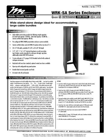 WRK-SA Series Enclosure - Middle Atlantic Products