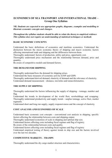 Economics of Sea Transport & International Trade