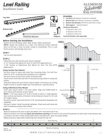 Installation Instructions - Deck Builder Outlet.com Parts Store