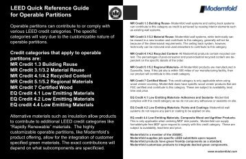 LEED Quick Reference Guide - Modern Door & Equipment Sales, Inc.