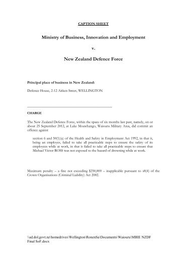 MBIE vs New Zealand Defence Force Summary of Fact [165 KB PDF]