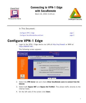 Configure VPN-1 Edge - Check Point
