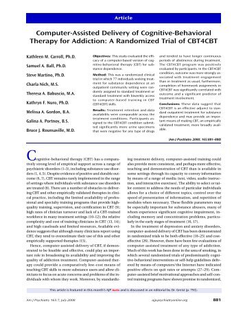 Computer-Assisted Delivery of Cognitive-Behavioral Therapy for ...