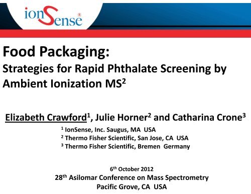 Food Packaging: Strategies for Rapid Phthalate ... - IonSense