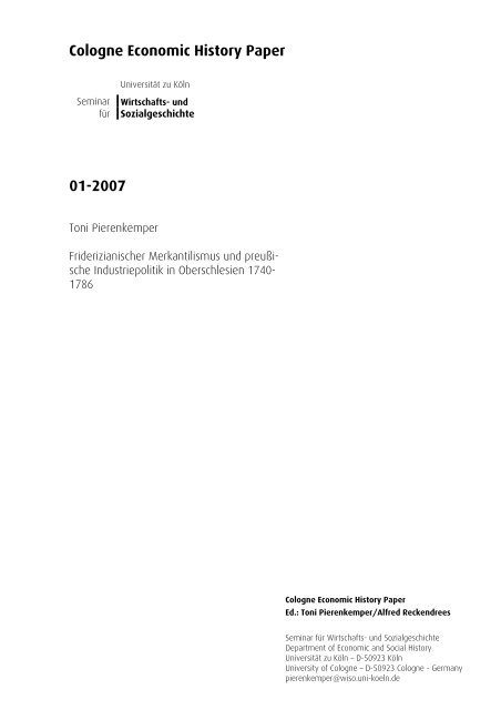 Cologne Economic History Paper 01-2007 - Seminar fÃ¼r Wirtschafts ...