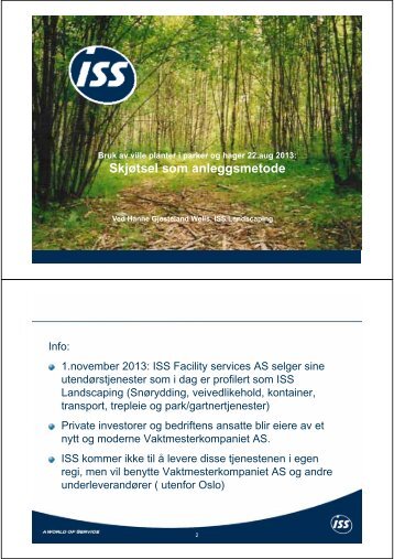 SkjÃ¸tsel som anleggsmetode - FAGUS