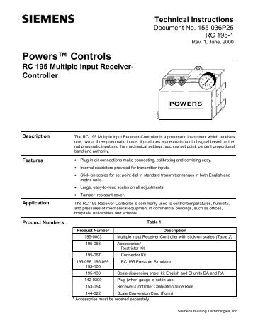 Powers Controls - RC 195 Multiple Input Reciever ... - Eprinc.net