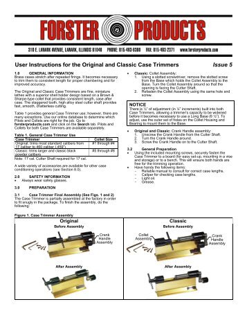 Original & Classic Case Trimmers Instructions - Forster Products