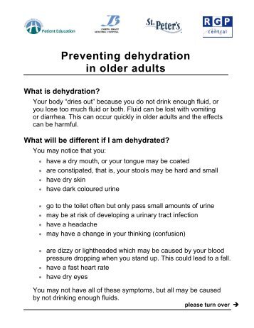 Preventing dehydration in older adults - Patient Education Pamphlet