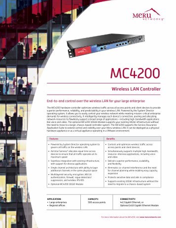 Meru MC4200 Wireless LAN Controller - Supports up to 500 Access ...