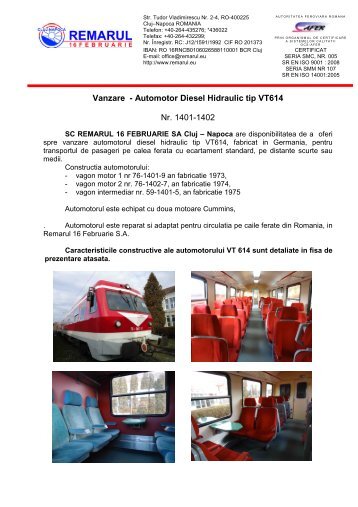 Oferta automotor VT 614 - Remarul