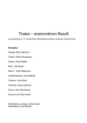 Thales – ensimmäinen filosofi, perusopetuksen 8. - Edu.fi