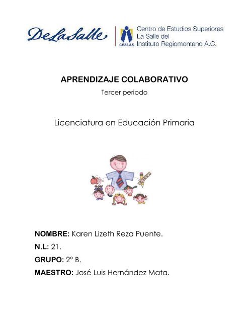 APRENDIZAJE COLABORATIVO Licenciatura en Educación Primaria