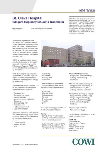 Rammeavtale St. Olavs Hospital - Trondheim (pdf) - Cowi