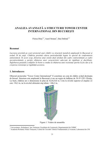 Analiza avansatÄ a structurii Tower Center International din ... - apcmr