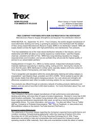 Trex Company Partners With New Distributor In The Northeast