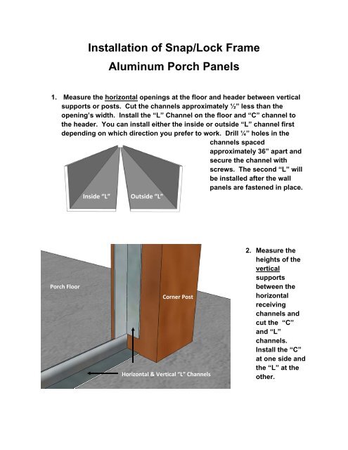 Installation of Snap/Lock Frame Aluminum Porch Panels