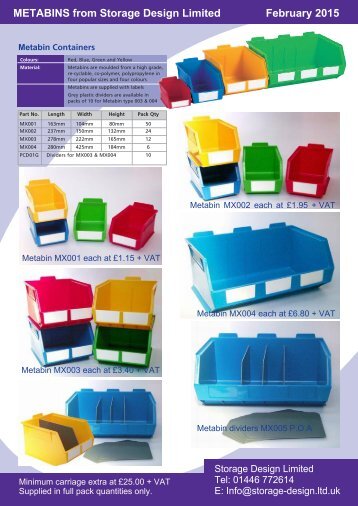 METABINS from Storage Design Limited February 2015