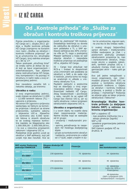 List VIJESTI SÅ½H broj 12, travanj 2013. (PDF) - Sindikat Å½eljezniÄara ...