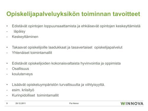 Opiskelijapalvelut WinNovassa - Edu.fi