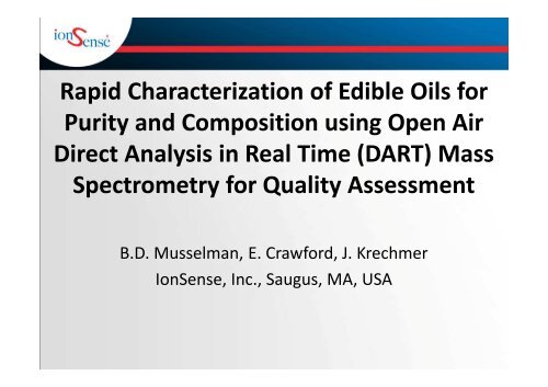 Rapid Screening of Edible Oils - IonSense