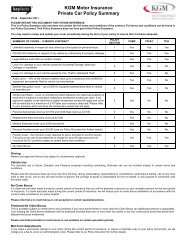 KGM Private Car 'Key Facts' - KGM Motor Insurance