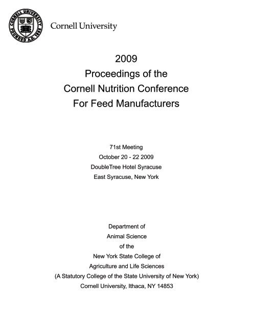 2009 Proceedings of the Cornell Nutrition Conference For Feed ...