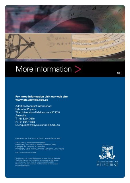 Annual Report 2005.pdf - School of Physics - University of Melbourne