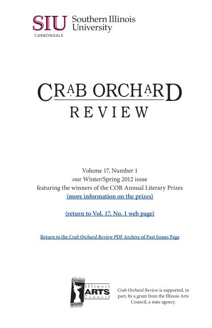 Crab Orchard Review, Vol. 17, No. 1