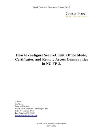 How to configure SecureClient, Office Mode ... - Check Point