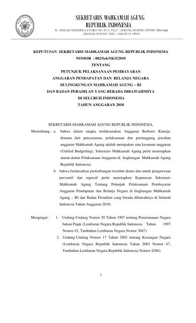 Mahkamah Agung Republik Indonesia Pengadilan Tinggi Agama