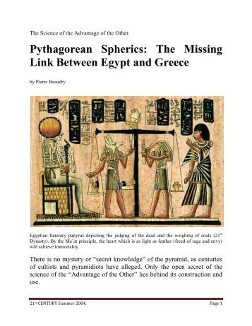 Pythagorean Spherics: The Missing Link Between Egypt and Greece
