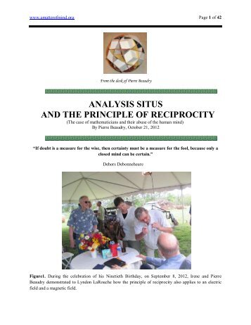 ANALYSIS SITUS AND THE PRINCIPLE OF RECIPROCITY